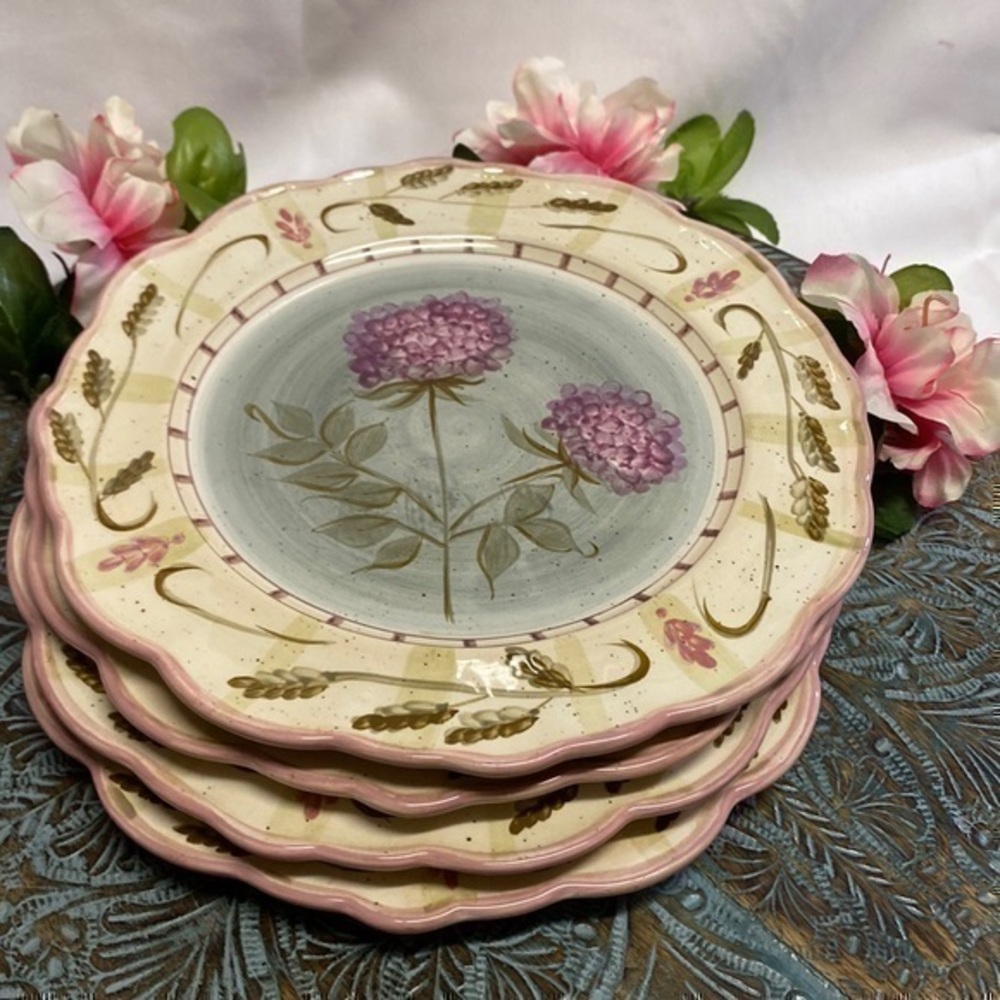 Vintage 222 Fifth IBIZA Set of 4 Floral Salad Plates